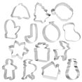 thumbnail image 3 of Inteprter Molde para cortar galletas con patrones navideños de 14 Uds., molde cortador de galletas de acero inoxidable, molde para hornear pasteles, Herramientas y accesorios para hornear Inteprter HA002569-00, 3 of 6