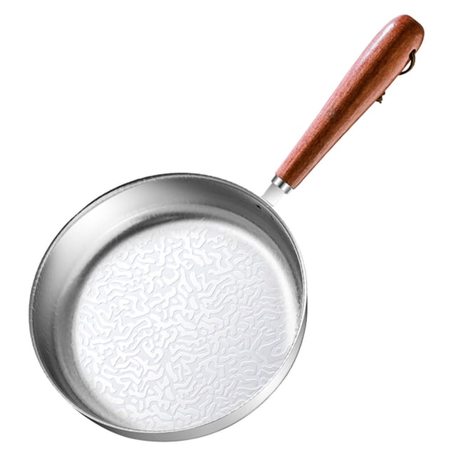 ColoMX Mini sartén antiadherente de acero inoxidable, sartén antiadherente con mango de madera para cocina