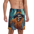 thumbnail image 2 of Kdxio Cartoon Pumpkin Skull Print Mens Sleep Shorts Bottoms Soft Comfy Pajama Wear Pants with Drawstring Pockets, 2 of 5