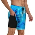 thumbnail image 3 of Balery Blue Shell Mens Swim Trunks Swim Shorts for Men Quick Dry Inseam Beach Shorts with Compression Liner Pocket-Small, 3 of 9