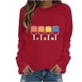 thumbnail image 2 of DPTALR T-Shirt à Manches Longues pour Femmes à Col Rond Imprimé Blouse Ample Chandails Sans Capuche, 2 of 4