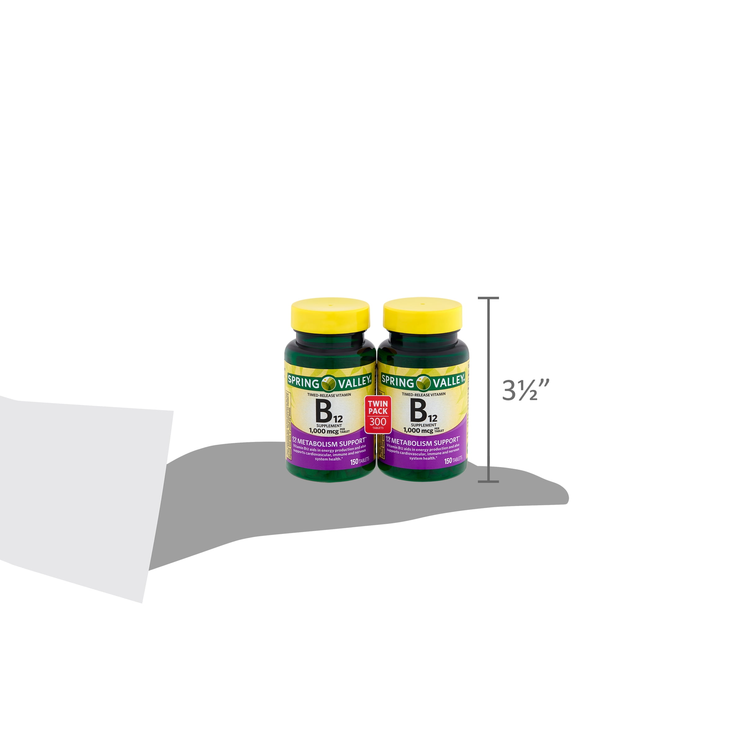Spring Valley Vitamin B12 Timed-Release Tablets, 1000 mcg, 150 Ct, 2 Pack