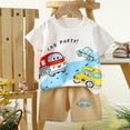 thumbnail image 2 of Jinhomg Toddler Girl Clothes Cartoon Graphic Print T-Shirt with Elastic Waist Shorts Boys Girls Comfortable Summer Cotton Outfits White 18 Months, 2 of 4