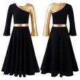 thumbnail image 1 of Girls Church Choir Costume Classical Lyrical Dance Stage Performance Dress Dancewear Bell-bottom Long Sleeve Loose Maxi Dresses6 Gong Bohan LED, 1 of 2