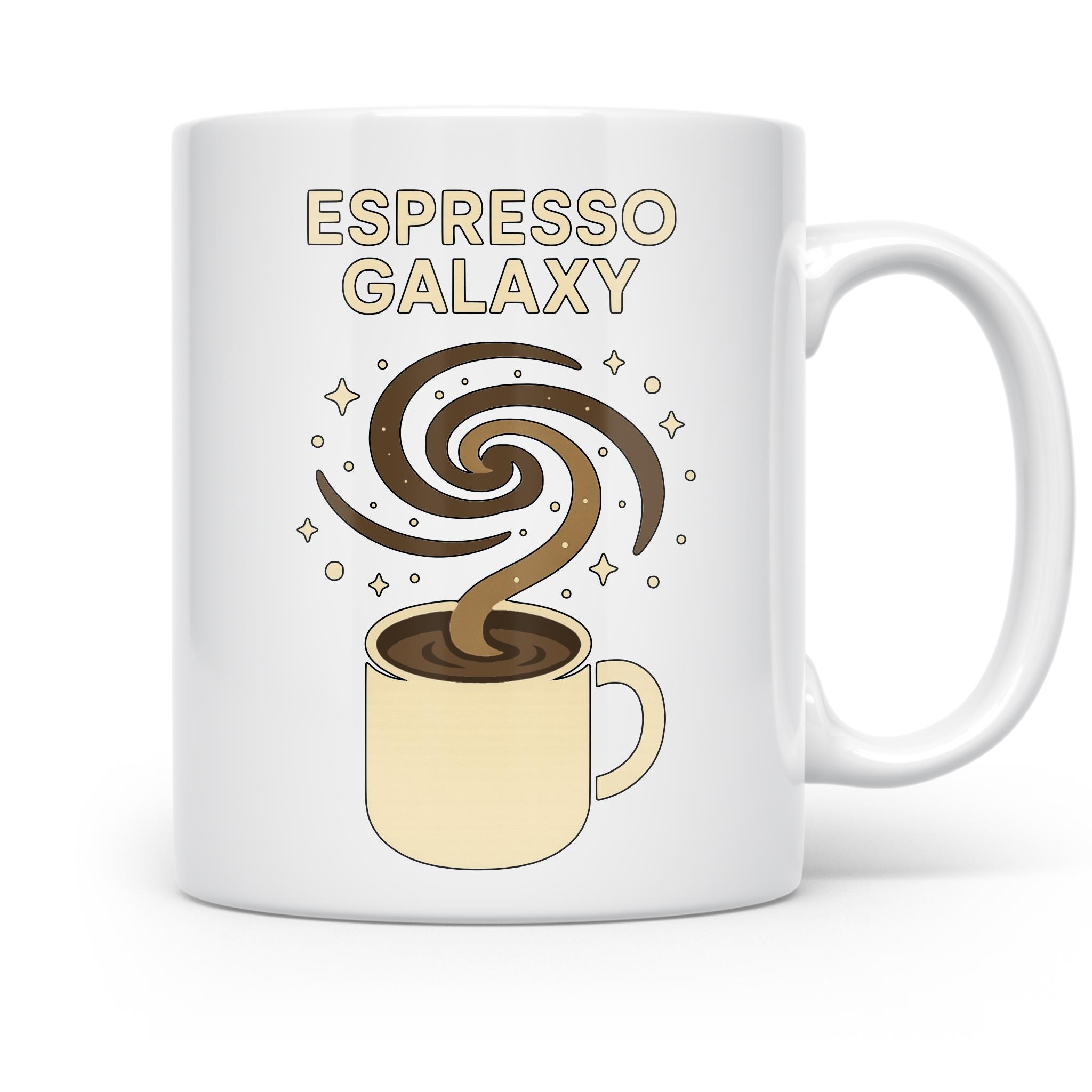 Espresso Galaxy 11 oz Coffee Mug - Cosmic Swirl Vivid Print White Ceramic Gift