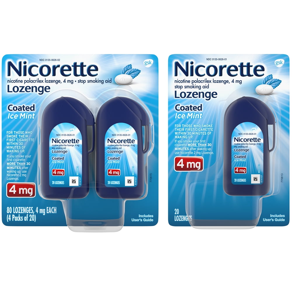 Nicorette Nicotine Coated Lozenge to Stop Smoking, 4mg, Ice Mint Flavor