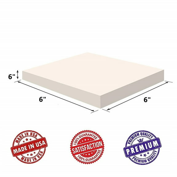 Upholstery Visco Memory Foam Square Sheet- 3.5 lb High Density 6"Hx6"x6"- Luxury Quality For Squishy Toy, Sofa, Chair Cushion, Pillow, Doctor Recommended for Backache, Bed Sores by Dream Solutions USA