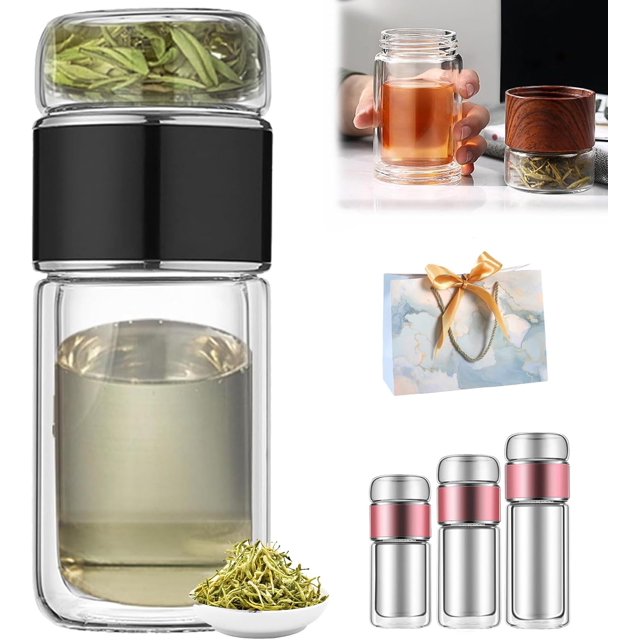 Alivefuser Tea Infuser, Alive Fuser Tea Infuser, Alivefuser™ Tea Infuser, Alivefuser Teapot, Glass Tea Infuser for Loose Leaf Tea, Tea Water Separation Tea Cup for Office Travel (Black, 9.5oz(280ml))