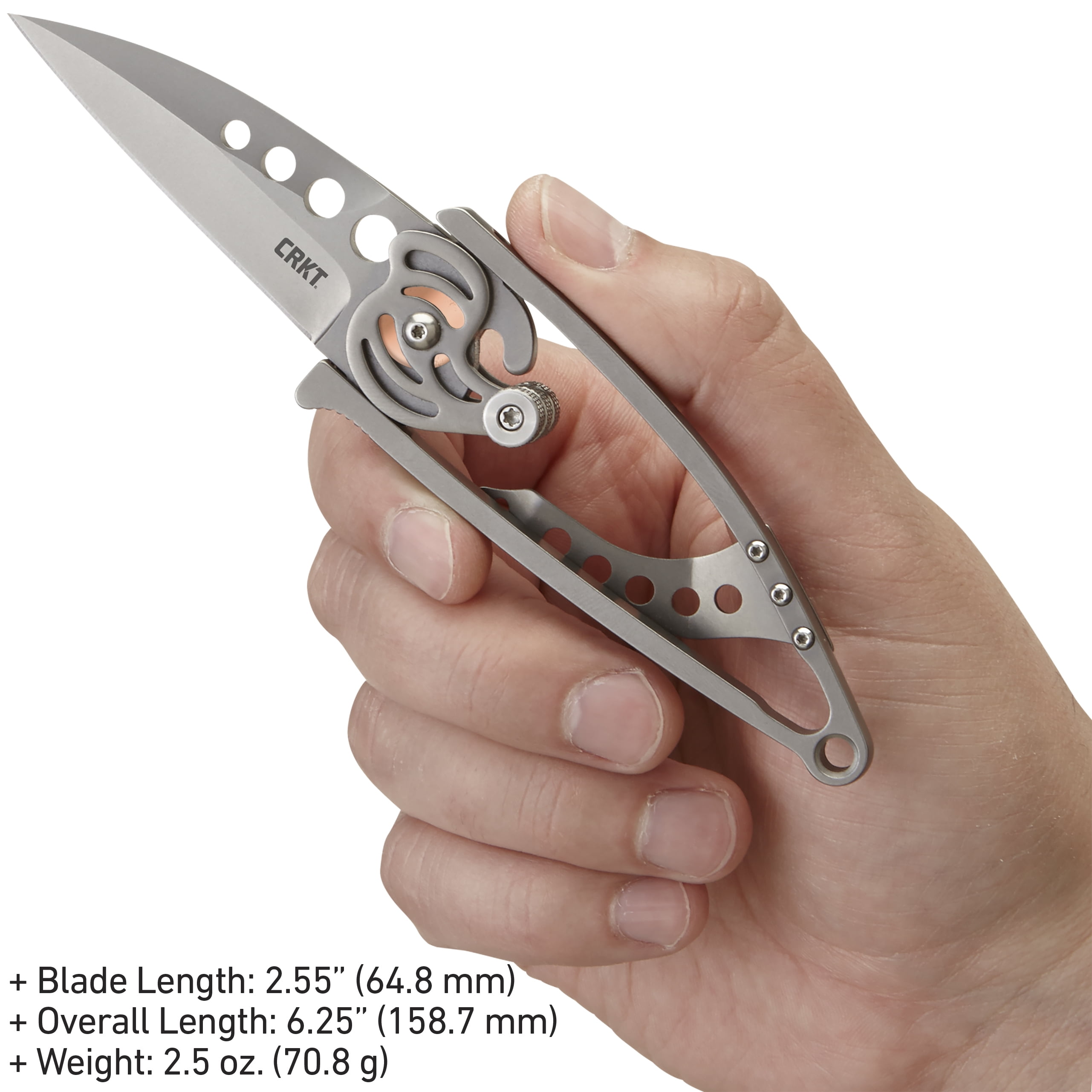 CRKT Snap Lock Everyday Carry EDC Pocket Folding Knife with Snap Lock: Stainless Steel Plain Edge Blade, Stainless Steel Handle, Pocket Clip, 5102N