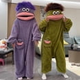 thumbnail image 3 of Mouth Monster Onesie for Adults - 2026 Funny Snuggly Fleece Pajamas, Hilarious Oversized Hood Design for Cozy Lounging at Home (L, Green), 3 of 6
