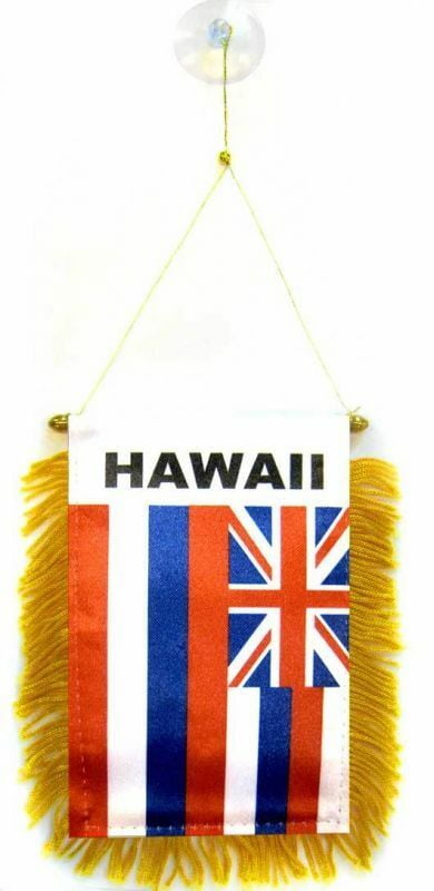 Hawaii MINI BANNER FLAG GREAT FOR CAR & HOME WINDOW MIRROR 2 SIDE 