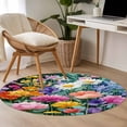 thumbnail image 4 of Round Rug 4Ft Washable Non-Slip, Watercolor Spring Floral Circle Area Rugs for Living Room Bedroom, Farmhouse Flowers Colorful Indoor Floor Mats Carpet Runner for Home Decor Aesthetic, 4 of 8