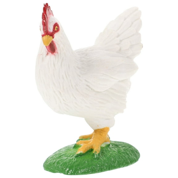 KONTONTY White Rooster Figurine, 1Pc Detailed Plastic Model for Farm Education, Classroom Display and Collectible Decor