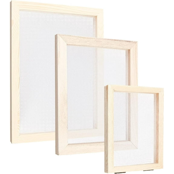 3Pcs Rectangle Paper Making Mould Frame 3 Size Papermaking Screen Burlywood Wooden Paper Making Screen Tools for DIY Paper Craft and Dried Flower Handcraft diy