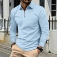 thumbnail image 1 of Blusa y camisa de manga larga con cuello vuelto para hombre, informal, de manga larga, con cremallera y solapa a rayas, blusa de manga larga con cuello vuelto, blusa de poliéster para hombre, 1 of 9