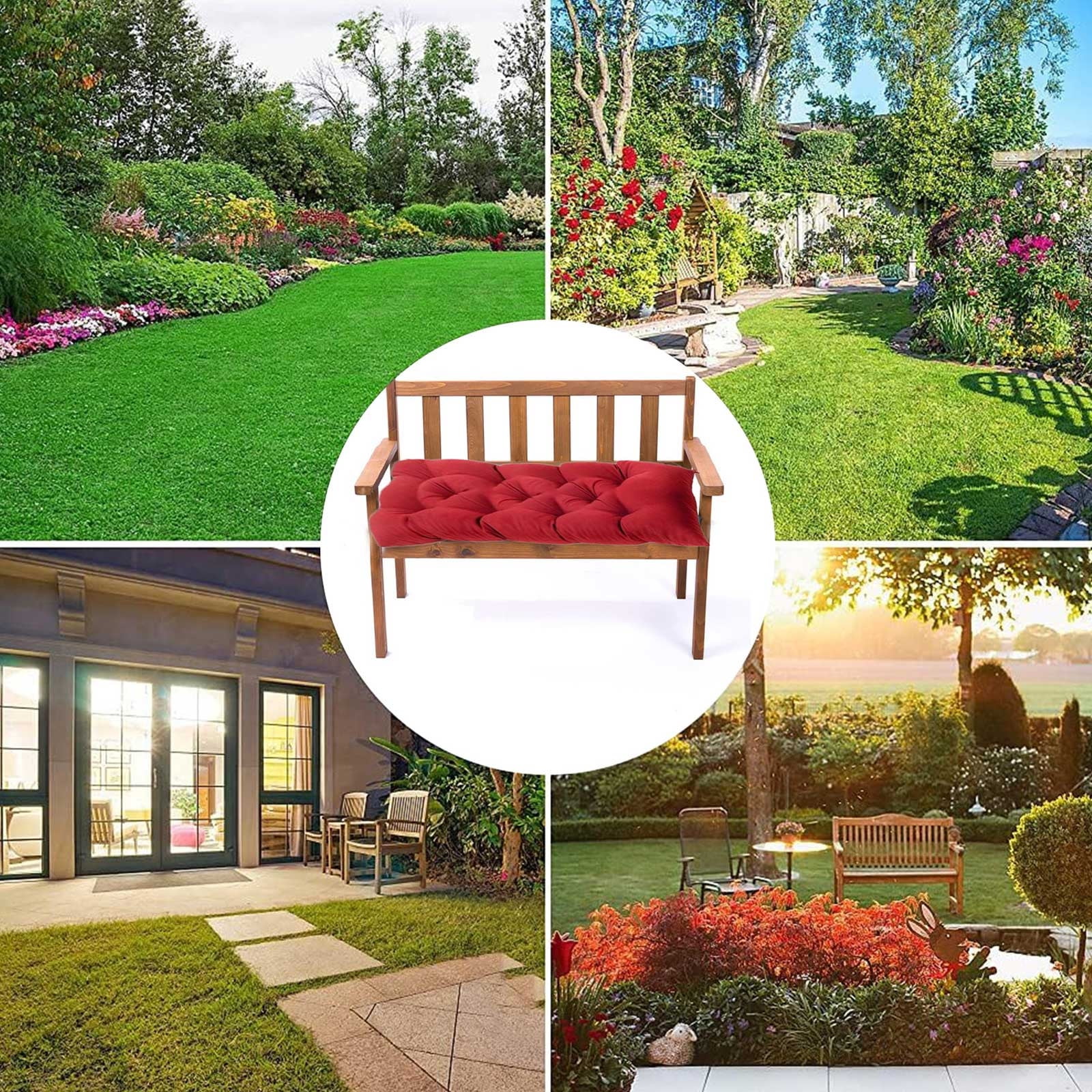 Darzheoy Indoor Outdoor Bench Cushion, Waterproof Swing Cushion Seat, Chair Replacement Pads Pillow for Lounger Garden Furniture Patio, 39 X 20 Inch