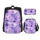thumbnail image 1 of Disketp Violet Mochila Estampada de Gran Capacidad con Lonchera y Estuche, Set de 3 Piezas para Estudiantes, 1 of 7