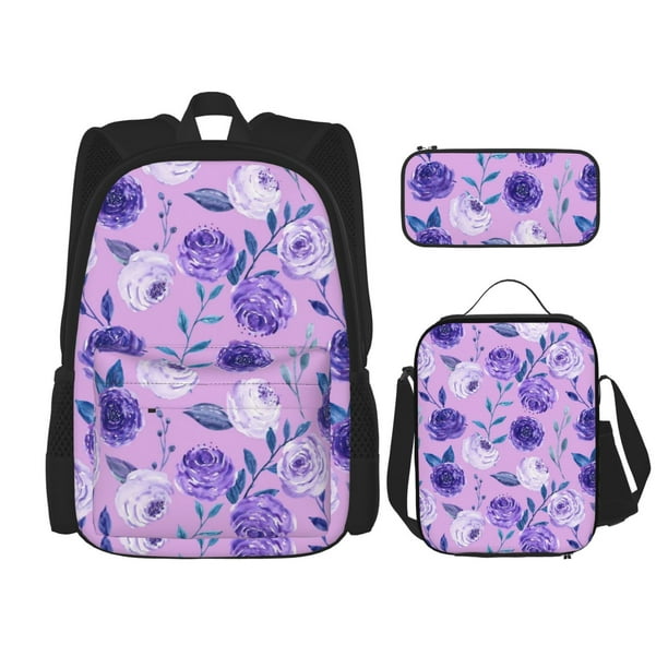 Fotbe Violet Set Escolar 3 en 1 para Niños - Mochila Duradera con Lonchera Aislante y Estuche para Lápices - Mochila Escolar para Niños y Niñas
