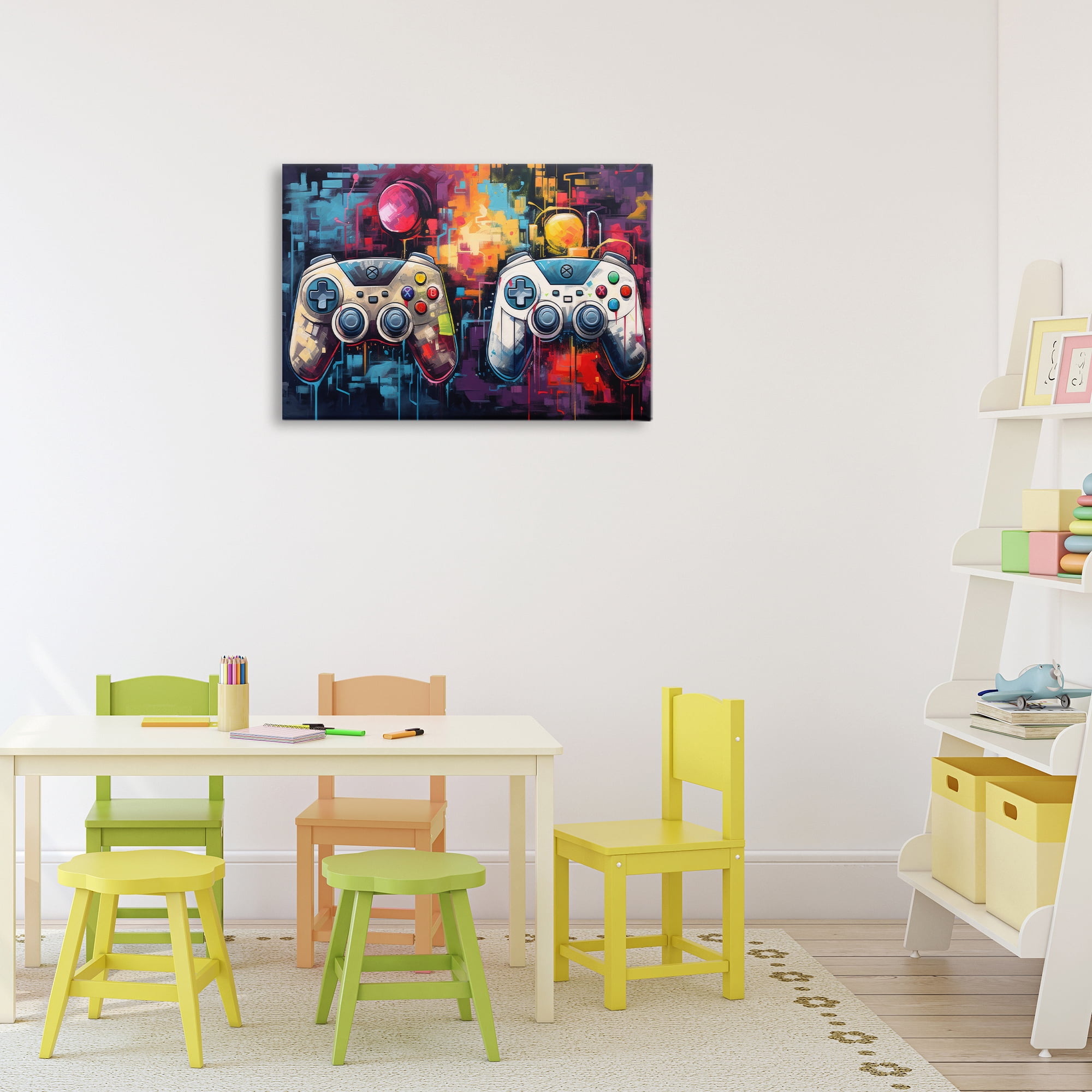 Stupell Industries Double Controller Modern Gamer Canvas Wall Art, design by Lazar Studio