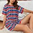 thumbnail image 4 of Cauagu Fourth Of July for Women's Round Neck Pajama Set,Short-Sleeved Pajamas Soft Sleepwear Set Summer Pajamas Set Lounge Sets 2-Piece Pj-XX-Large, 4 of 6
