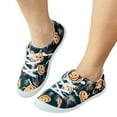 thumbnail image 3 of YLYL Halloween Sneakers for Women 2025 Fashion Pumpkin Skeleton Canvas Low Top Lace up Casual Walking Shoes, 3 of 8