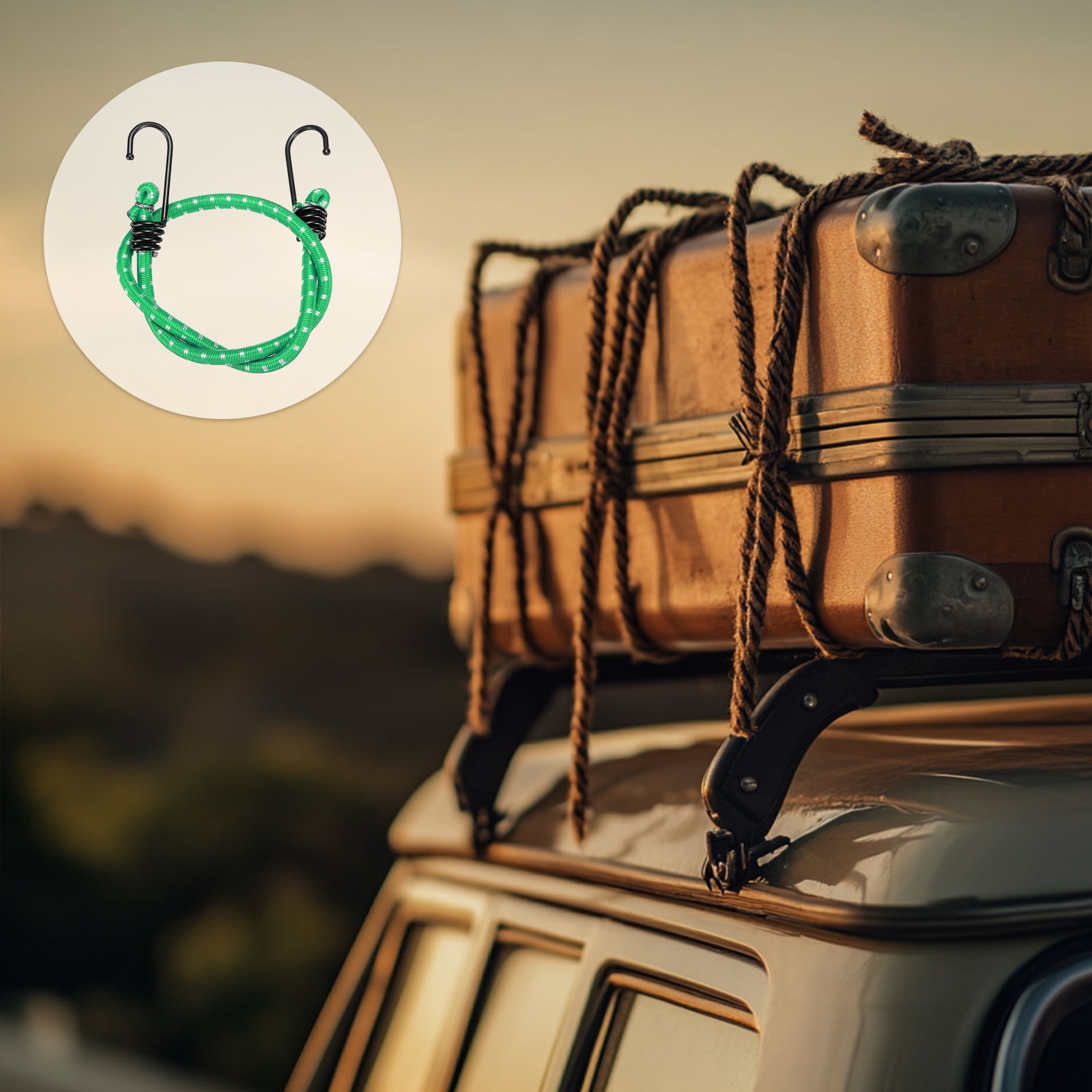 Uxcell 6Pcs Bungee Cord with Hooks 24" Rubber Bungee Cords for Outdoor Camping Straps, Green