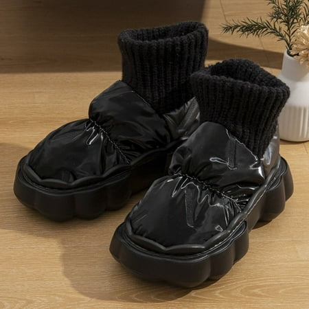 

PIKADINGNIS 2022 Women Snow Boots Thick Sole High Top Cotton Shoes For Men Warm Plush Lining Non Slip Sole Outdoor Shoes Fashion