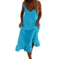 thumbnail image 5 of Sngxgn Full Slip for Women Under Dress Chemise Casual Solid Sleeveless Dress(Blue,M), 5 of 8