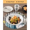 thumbnail image 3 of 13 Inch Round Placemats Set of 4, Thanksgiving Pumpkin Non Slip Heat Insulation PP Table Mats, Blue White Fall Leaves Black Plaid Washable Place Mats for Kitchen Dining Party Table Decor, 3 of 7
