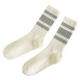 thumbnail image 3 of Men Women Couples Striped Crew Socks Breathable Casual Cotton Socks for Daily Wear and Matching Outfits,Black,A, 3 of 4