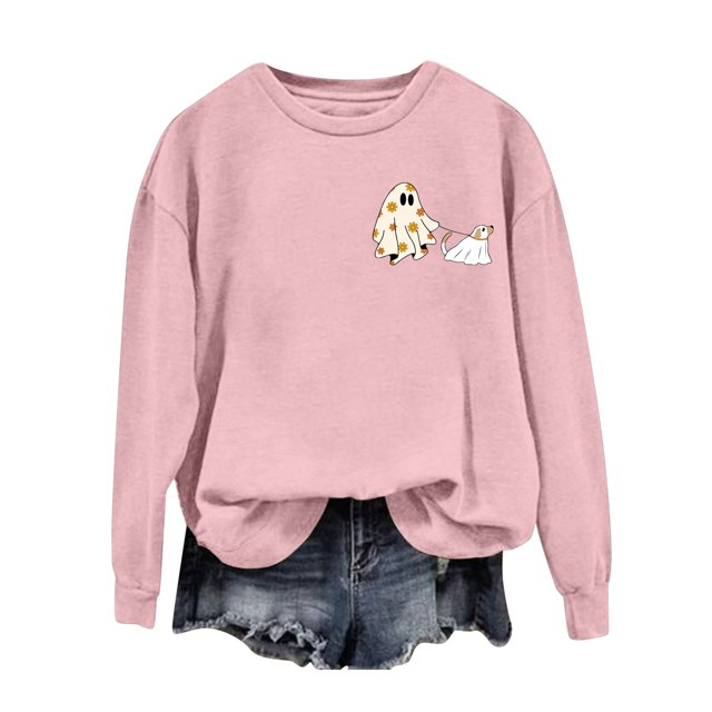 Wyzesi Chandails en Molleton pour Femmes Sweat à Capuche Graphique Tendance Pullovers Chandails en Molleton pour Femmes Automne Visage de Citrouille Tee Léger Pull Tops Imprimé Rétro Chandail en Molleton