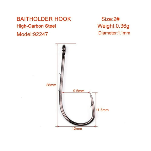 Ourlova 100pcs Pack High Carbon Steel Durable Fish Hook Baits Holder Fishing Hooks 6 #