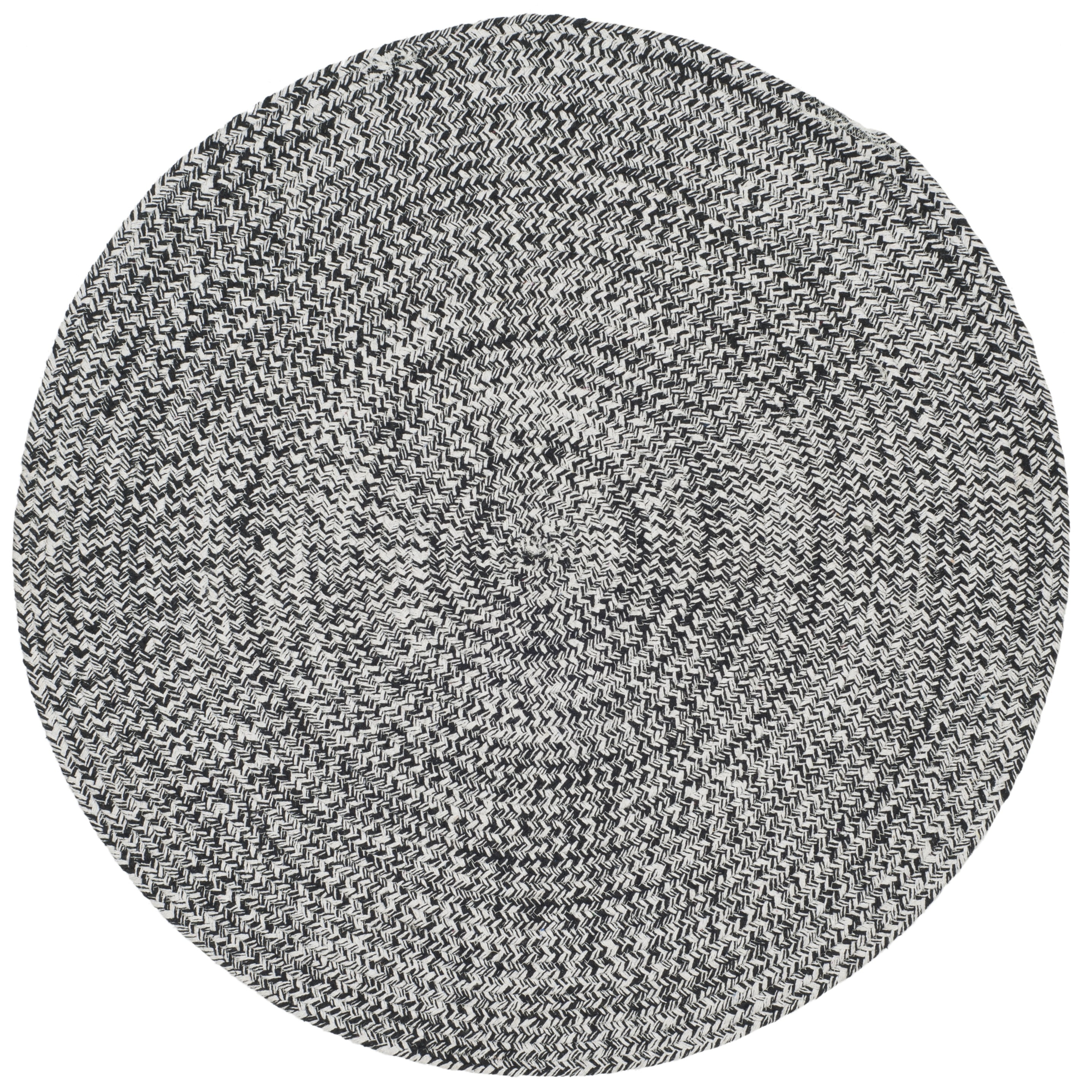 SAFAVIEH Braided Harmon Geometric Cotton Reversible Area Rug, Ivory/Black, 3' x 3' Round - Coastal Design, Ivory & Black, Cotton, Hand Woven Pattern, Ideal for Entryway, Kitchen, Living Room, Office