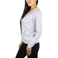 thumbnail image 3 of ToBeInStyle Women's Thin Fabric Long Sleeve Kangaroo Pocket Zip Up Hoodie - Heather Grey - Small, 3 of 4