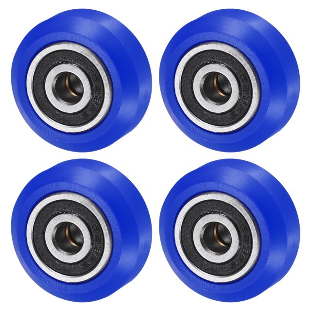 Uxcell 4-Pack Rodillos para Impresora 3D V Slot, Ruedas de Polea de POM de 24mm 625RS Doble Rodamiento para Impresora 3D/CNC, Azul