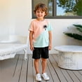 thumbnail image 2 of Boy Outfits Short Sleeve Cute Prints T Shirt Tops Shorts Kids Boys' Clothing Sets, 2 of 7