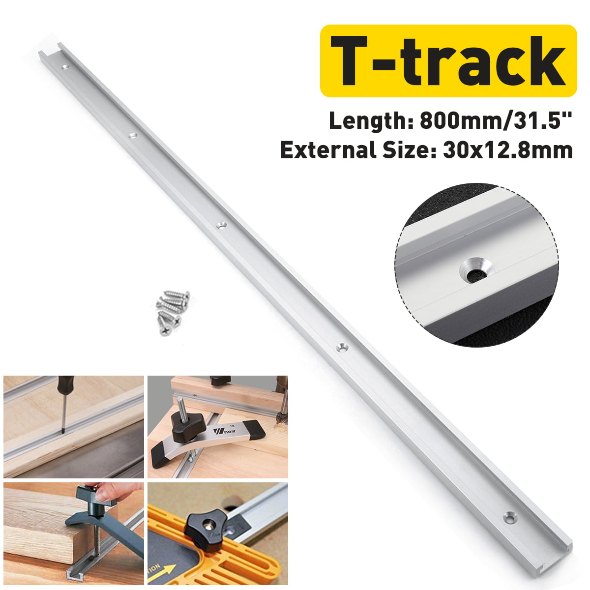 Machifit 800mm with Scale T-track T-slot Miter Track Jig Fixture Slot for 