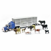 New Ray Free-Wheeling Semi Truck and Trailer with 1:43 Livestock Playset - with - Ages 8 Years and up