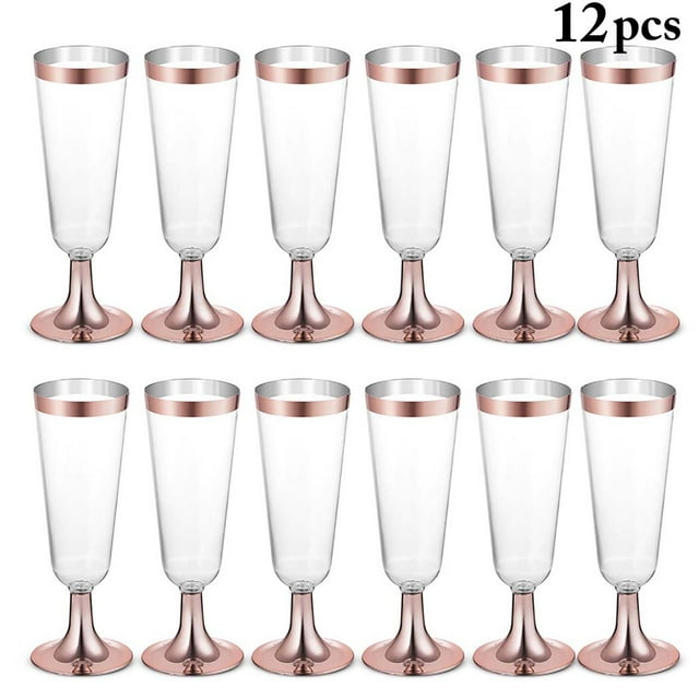 12PCS Champagne Flute Creative Disposable Plastic Wedding Cup Champagne Glass