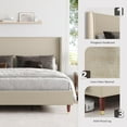 thumbnail image 2 of Merluxy Full Bed Frame with 51.2" Wingback Headboard,Linen Upholstered,No Box Spring Needed,Brown, 2 of 8