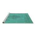 thumbnail image 2 of Ahgly Company Machine Washable Indoor Round Oriental Turquoise Blue Industrial Area Rugs, 4' Round, 2 of 4