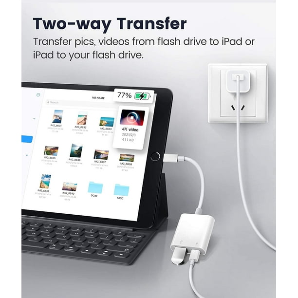 Adaptateur USB pour iPhone [Certifié Apple MFi], Adaptateur OTG pour  Appareil Photo Lightning vers USB avec iPhone & iPad, Prend en Charge  l'appareil Photo, Le Lecteur de Carte, la clé USB, etc 