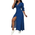 thumbnail image 5 of ChaoHeng Womens Summer Dresses Striped V Neck Drawstring Waist A Line Mini Short Sleeve Tunic Dress Blue XL, 5 of 6