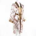 thumbnail image 2 of Sedceaty Women's Satin Robe, Trendy Dollar Print Long Sleeve Silky Kimono Bathrobe Sleepwear with Belt, 2 of 7