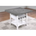thumbnail image 2 of Antique White 7pc Counter Height Dining Set Table w Storage Shelf 6x High Chairs Cushion Seat Rubber wood Dining Room Furniture, 2 of 10