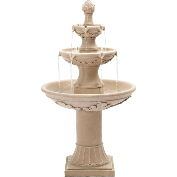 Grepatio Outdoor Pineapple Italian Water Fountain - 48.4" H Floor Bubbler Garden Waterfalls, 3 Tiered Roman Pillar Fountain for Indoor, Yard, Lawn and Garden Décor