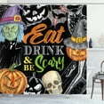 thumbnail image 1 of Ambesonne Halloween Shower Curtain, Eat Drink and Be Scary, 69"Wx75"L, Charcoal Grey Multicolor, 1 of 3