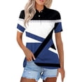 thumbnail image 2 of Blusas para las Mujeres Impresión Casual Manga Corta Turndown Collar Botón Superior, Tops Cortos para las Mujeres, 2 of 9