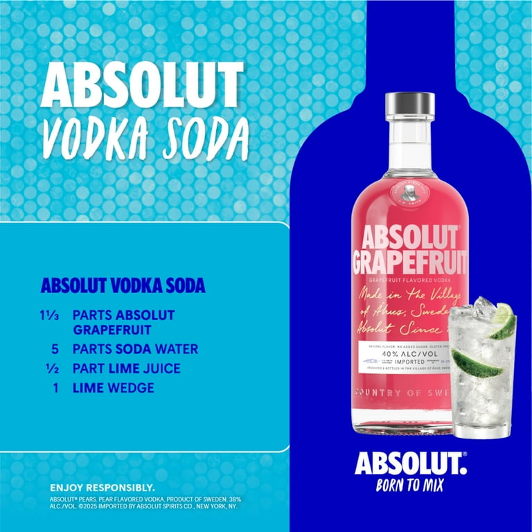 Absolut Grapefruit Flavored Vodka, 750 ml Bottle, 40% ABV - Walmart.com