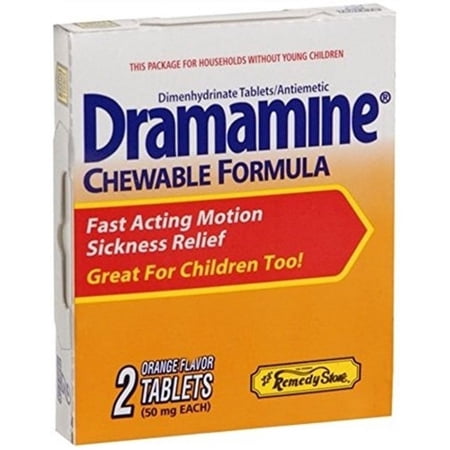 Dramamine Tablets Fast Acting Motion Sickness Relief Tablets, Orange Flavor, 2 ea
